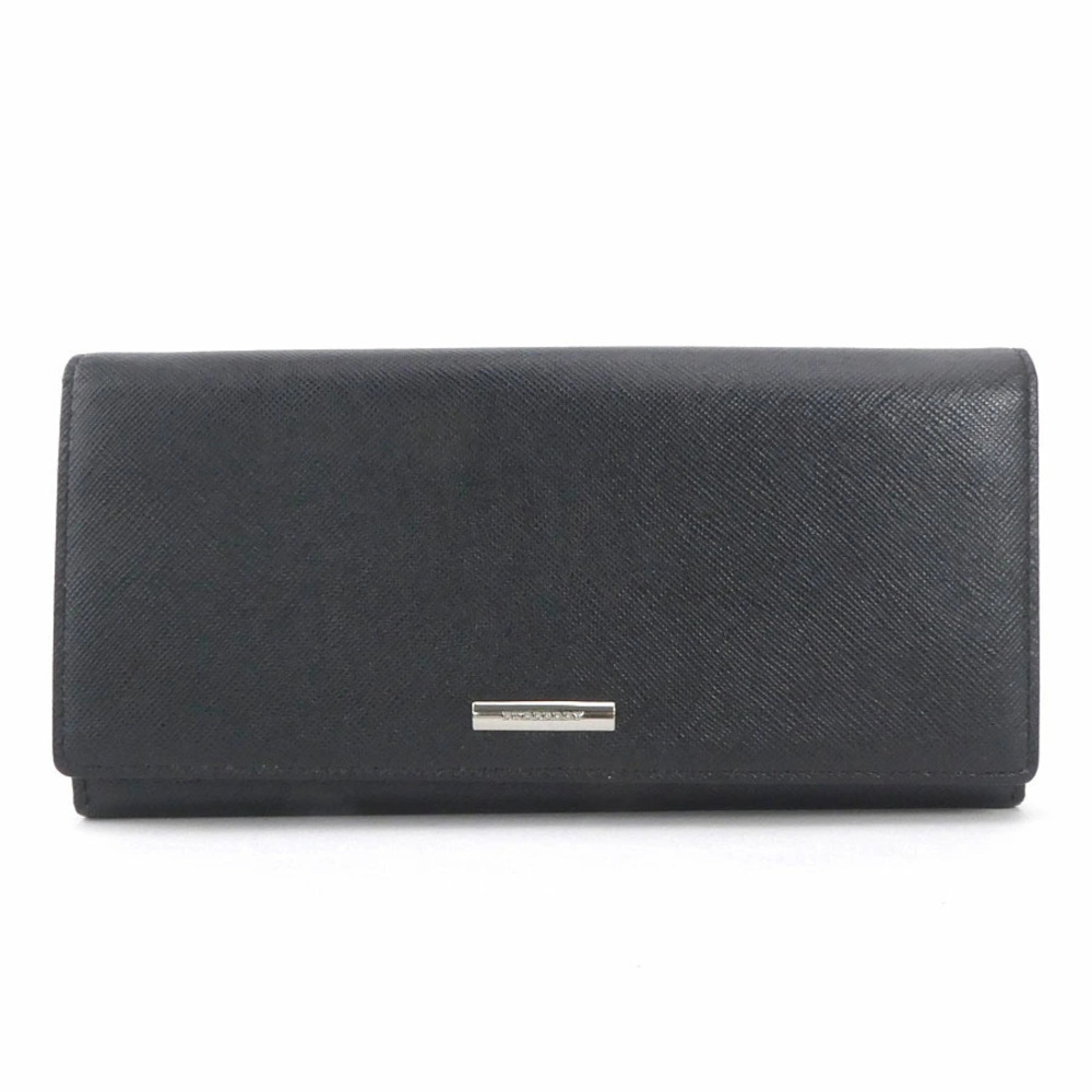 Burberry Bi fold Long Wallet Leather Black